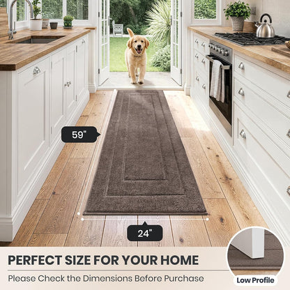 PURRUGS Dirt Trapping Door Mat 32" x 47", Non-Slip/Skid Machine Washable Entryway Rug, Dog Doormat, Super Absorbent Welcome Mat for Muddy Wet Shoes and Paws, Grayish Brown