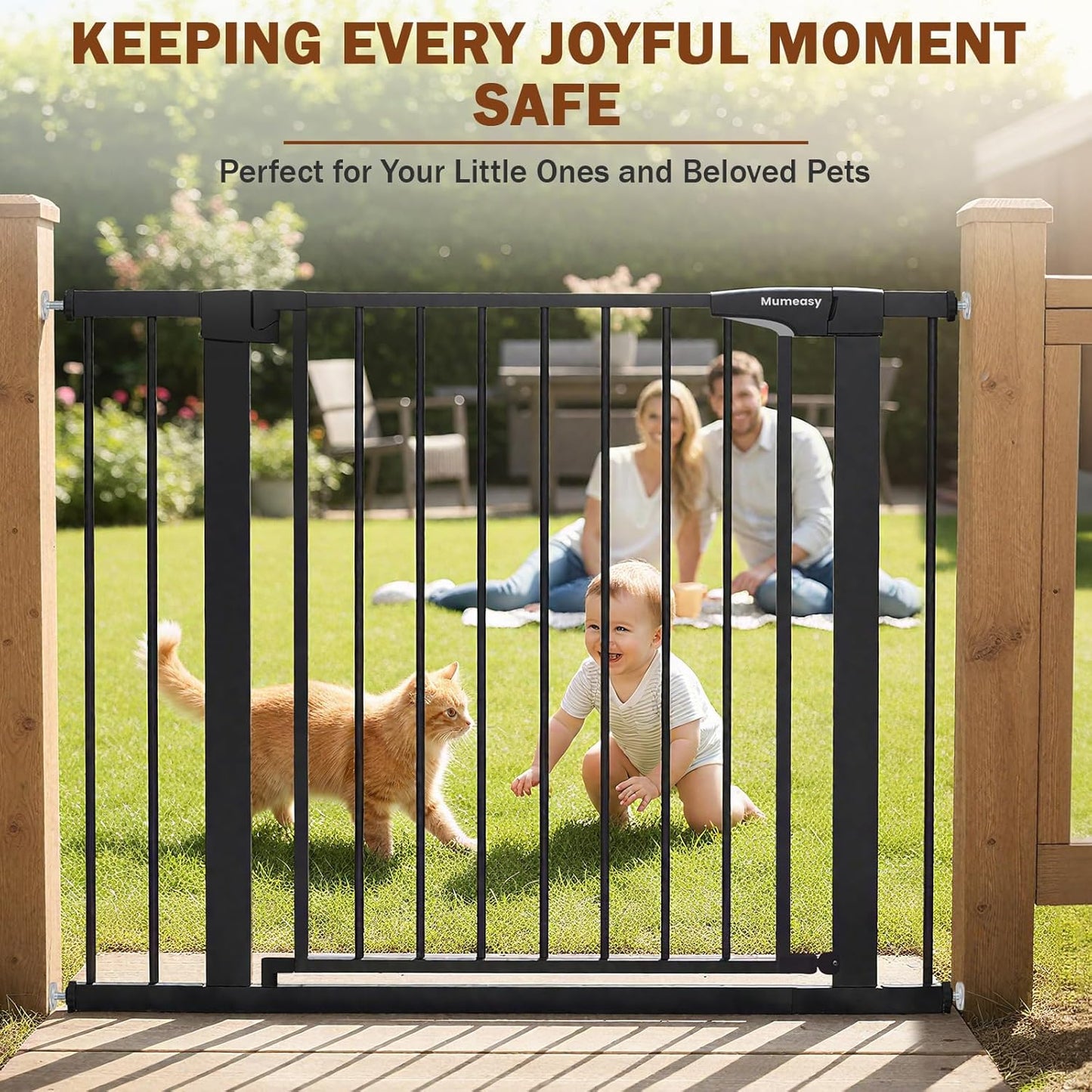 Mumeasy 36" High Extra Tall Dog Gate, 29.6"-40.5" Wide Pressure Mounted Tall Baby Gate for Dog, Auto Close Pet Gate with Door for Stairs,Doorways,House,Black