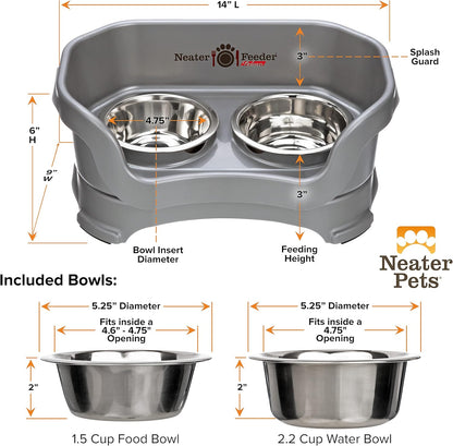 Neater Pet Brands Neater Feeder Deluxe Mess Proof Dog Bowls Elevated for Large Dogs Over 40 lbs, Made in USA, No Spill Raised Dog Food Bowl Stand Feeding Station, Food and Water Bowl Set, Black