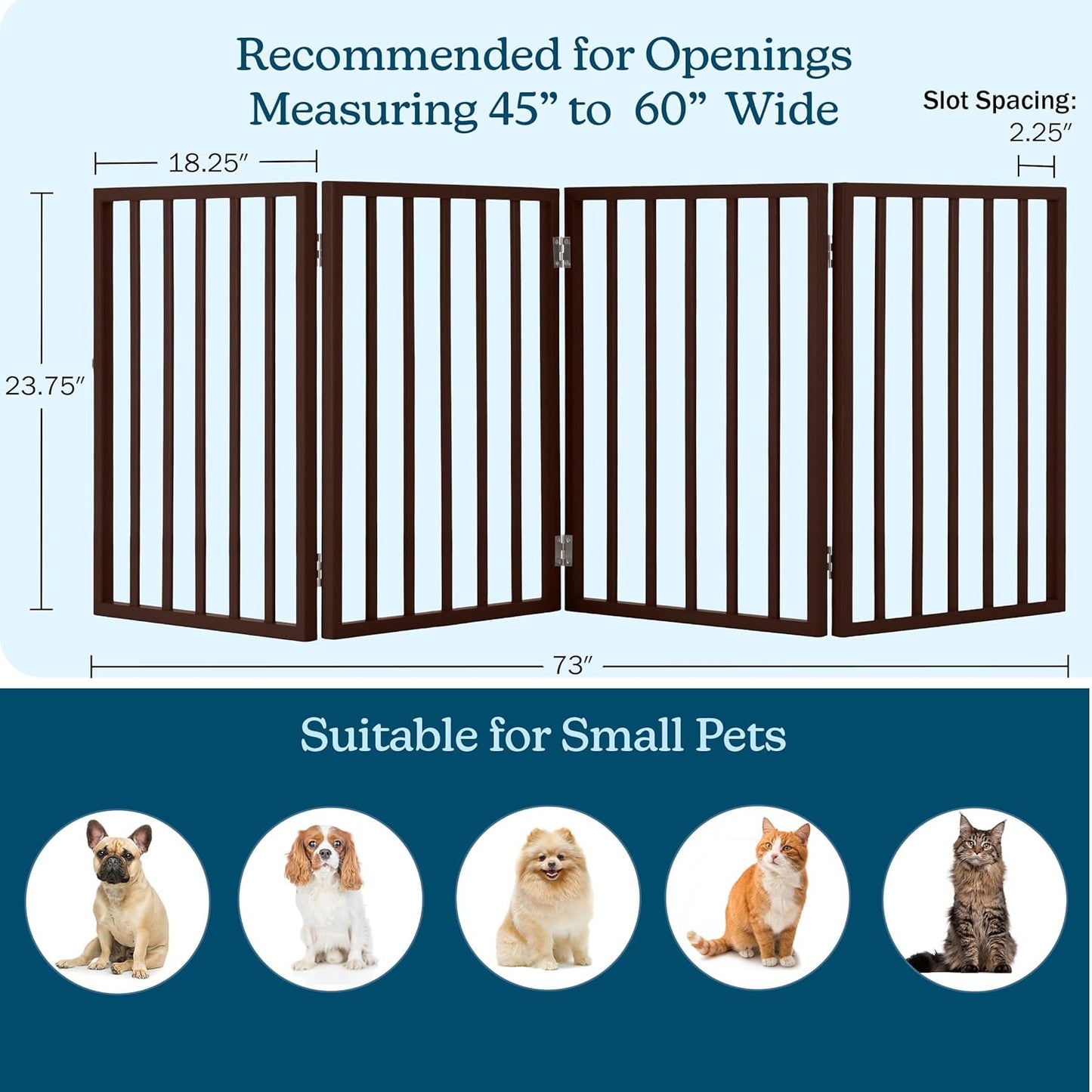 Pet Gate - 3-Panel Indoor Foldable Dog Fence for Stairs, Hallways, or Doorways - 55x24-Inch Retractable Freestanding Dog Gates by PETMAKER (White)