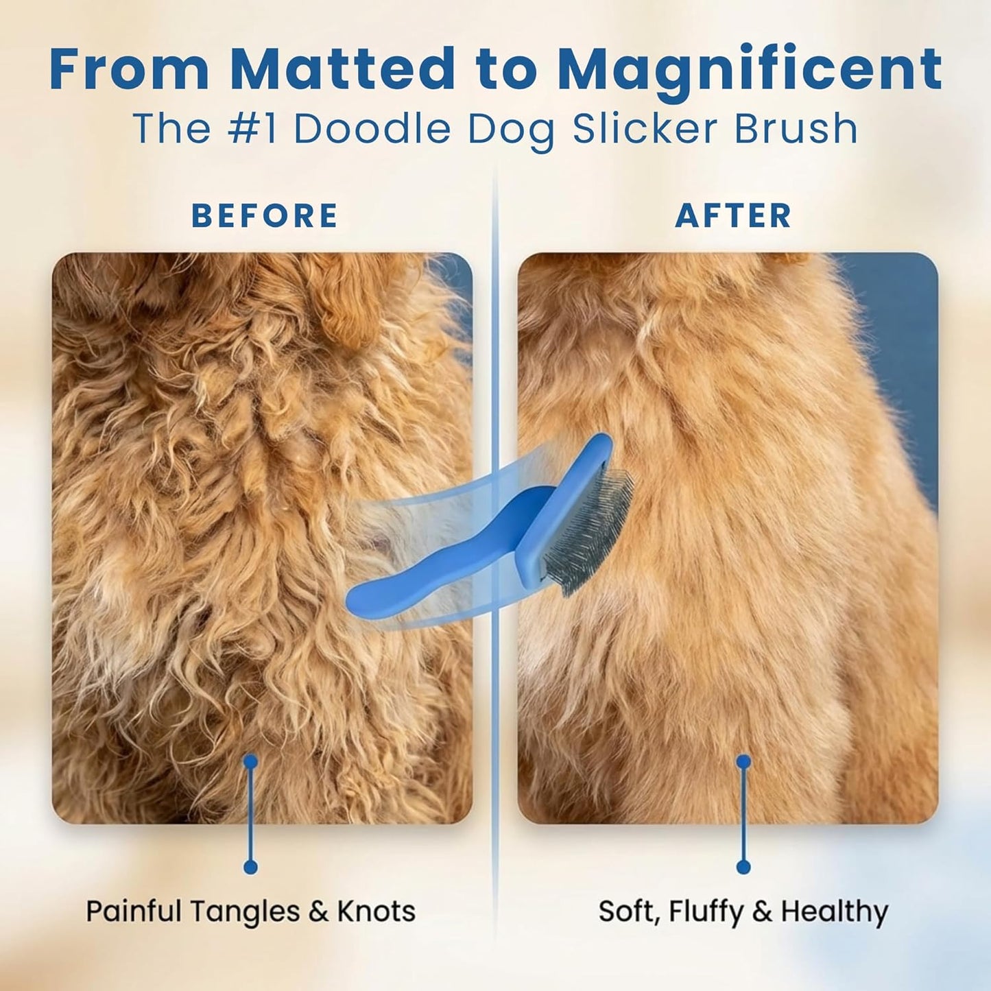 We Love Doodles Large Slicker Brush & Lavender Detangler Spray Pack - for Long-Haired Dogs, Dog Leave-In Conditioner for Reducing Mats, Knots & Tangles, Dematting & Conditioning Kit, 16 oz