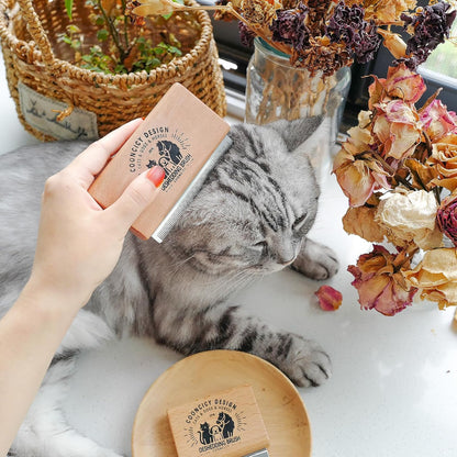 Deshedding Dog Brush with Wood Handle, Grooming Brush for Pets,Cat, Short Hair Dog Undercoat Brush, Deshedder Shedding Tool