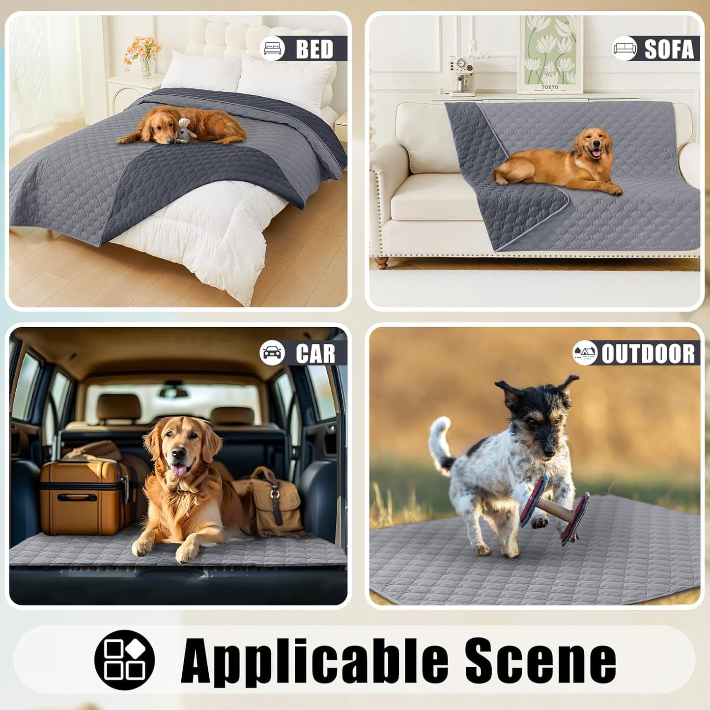 Smiry Waterproof Dog Bed Cover Blanket 30x70, Soft Reversible Pet Blanket, Washable Leakproof Cats Dogs Couch Cover for Sofa, Couch, Furniture, Grey/Dark Grey