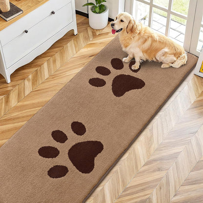 Smiry Dog Door Mat for Muddy Paws, Absorbs Moisture and Dirt, Low-Profile Entryway Mat with Non-Slip Backing, Entry Indoor Outdoor Doormat for Inside Floor (30x20 Inches, Grey, Striped)