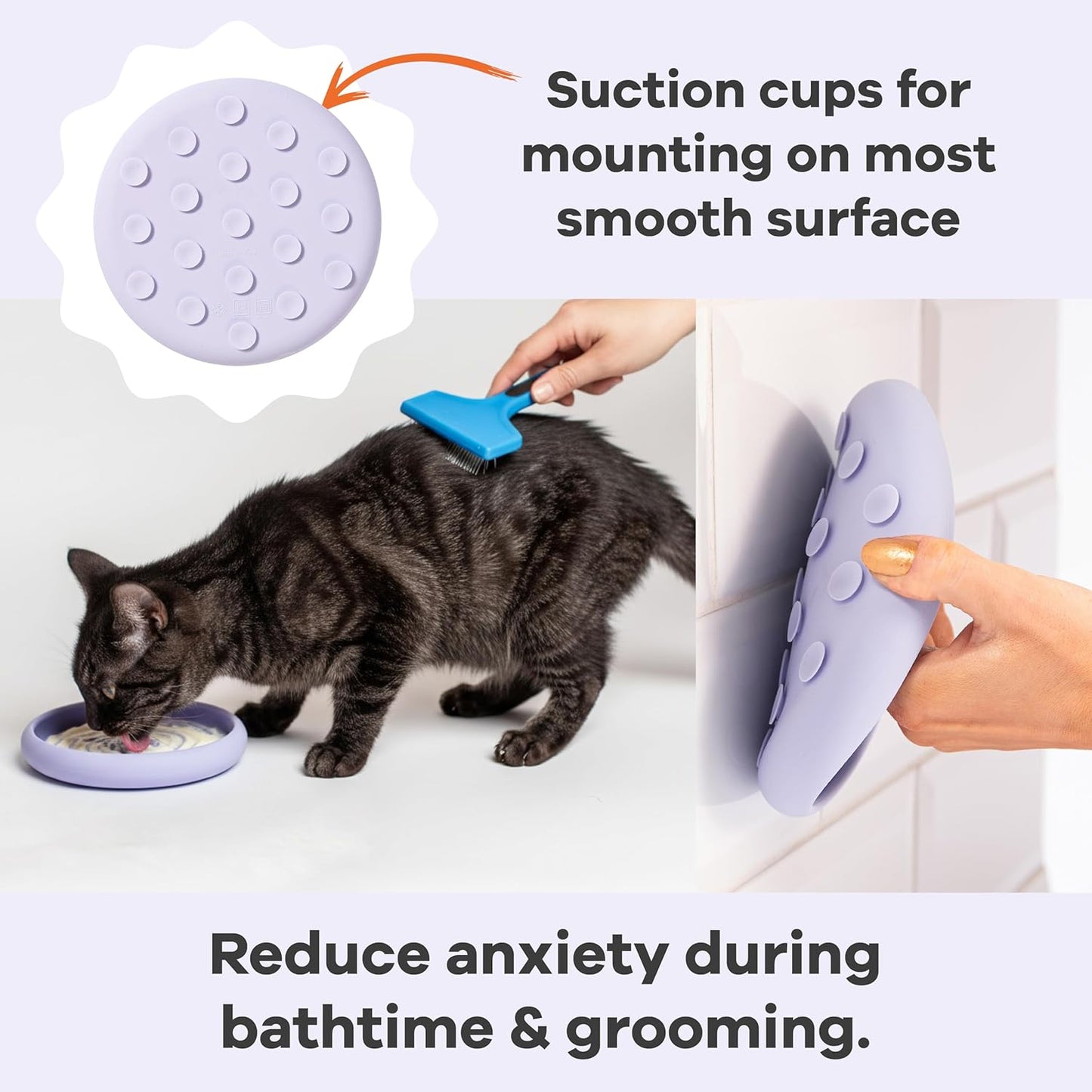 Awoo Lick Dish - Silicone Lick Mat + Slow Feeder for Cats & Small Dogs - Non-Slip Design with Suction Cups - Dishwasher Safe, Extends Mealtime, Reduces Anxiety (Periwinkle)