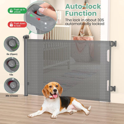 HAMOPY Retractable Baby Gate, 33" Tall, Extends up to 55" Wide, Durable Auto-Lock Baby Gates for Stairs, Mesh Dog Gate and Child Safety Gates for Doorways, Hallways, Indoor, Outdoor(Black)