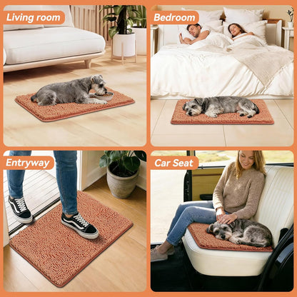Bcoimo Super Absorbent Dog Door Mat, 30"*20" Anti Slip Mat for Muddy Paws, Pet Rugs for Dirty Paws Washable that Absorbs Moisture and Dirt, for Dog Cage and Pet Resting Carpet