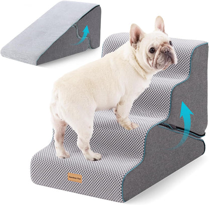 Gardner Pet 4-Step Dog Stairs for Small Dogs 18.5" H, Curved 4-Step Pet Stairs, Dog Steps for High Bed (18-20 in), Couch with Durable Non-Slip Waterproof Fabric Cover and CertiPUR-US Certified Foam