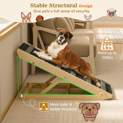 REONEY 𝟮𝟬𝟮𝟲 𝐔𝐩𝐠𝐫𝐚𝐝𝐞𝐝 Dog Ramp, Portable Pet Ramp for Large Small Old Dogs Cats with 7 Adjustable Heights 11" to 26.6", Non-Slip High Traction Ramps for High Bed, Couch, Hold up to 200 LBS