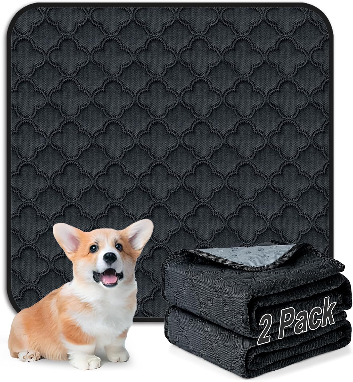 FunFurry Washable Pee Pads for Dogs - 4 Pack Reusable Pee Pads，Waterproof Puppy Pads，Pet Training Pads，Super Absorbent with Dog Paw Shape Non-Slip Backing (Cream, 18" X 24" - 4 Pack)