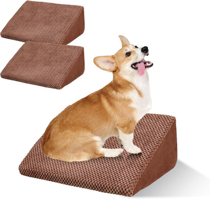 40D Dog Ramp for Stairs for Small & Senior Dogs and Cats – Non-Slip Stair Ramp for Dogs with Gentle Slope, Pet Ramp with Washable Cover & Self-Sticky Pads for Safe Climbing Easy Install(Grey, 3 Pack)