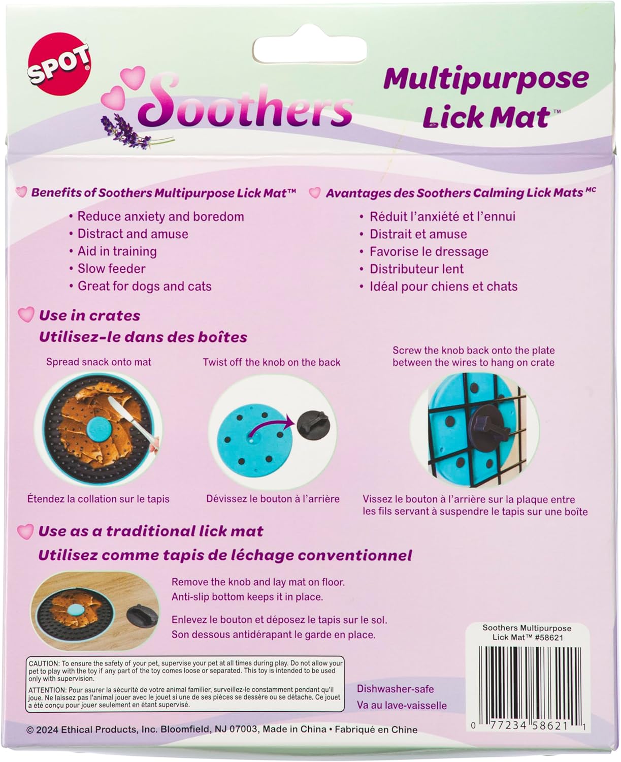 SPOT Soothers Multipurpose Dog Lick Mat - 6in Slow Feeder & Crate Enrichment Toy for Small & Medium Dogs and Puppies, Food-Grade Rubber, Dishwasher Safe, Anxiety & Boredom Relief