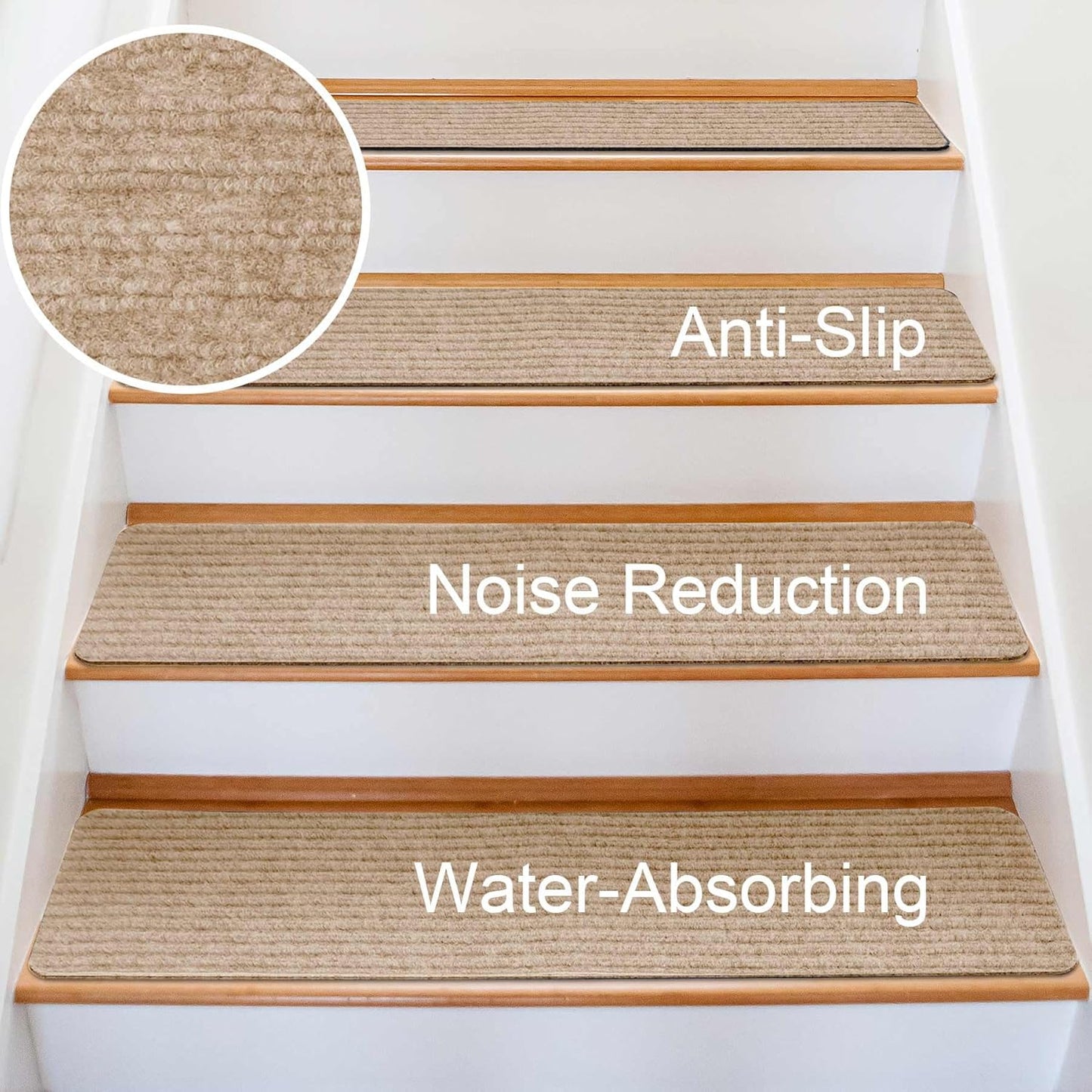 Extra Wide Non Slip Stair Treads for Wooden Steps – 15 Pack 9" x36'' Extra Wide Carpet Runners with Reusable Adhesive, Step Pads for Dogs, Kids, Seniors, Machine Washable – Geige