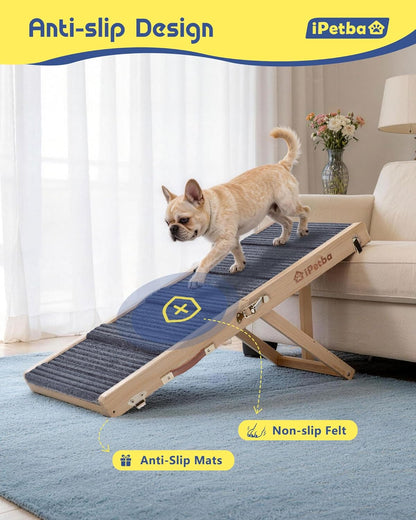 Dog Ramp for Couch - Joint & Spine Support for Small Dogs, 18" Adjustable Height, Anti-Slip & Foldable, Up to 35 lbs