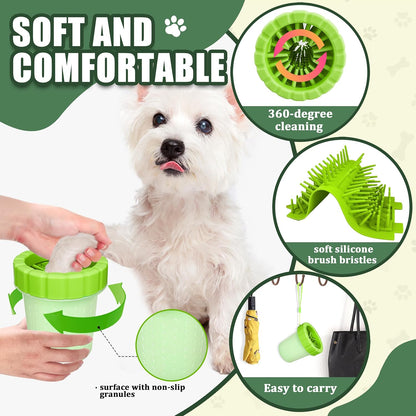 Dog Paw Cleaner Cup, Soft Silicone, Portable, Easy to Clean, Removes Mud and Dirt, Grooming Accessory for Home, Travel – Green, M