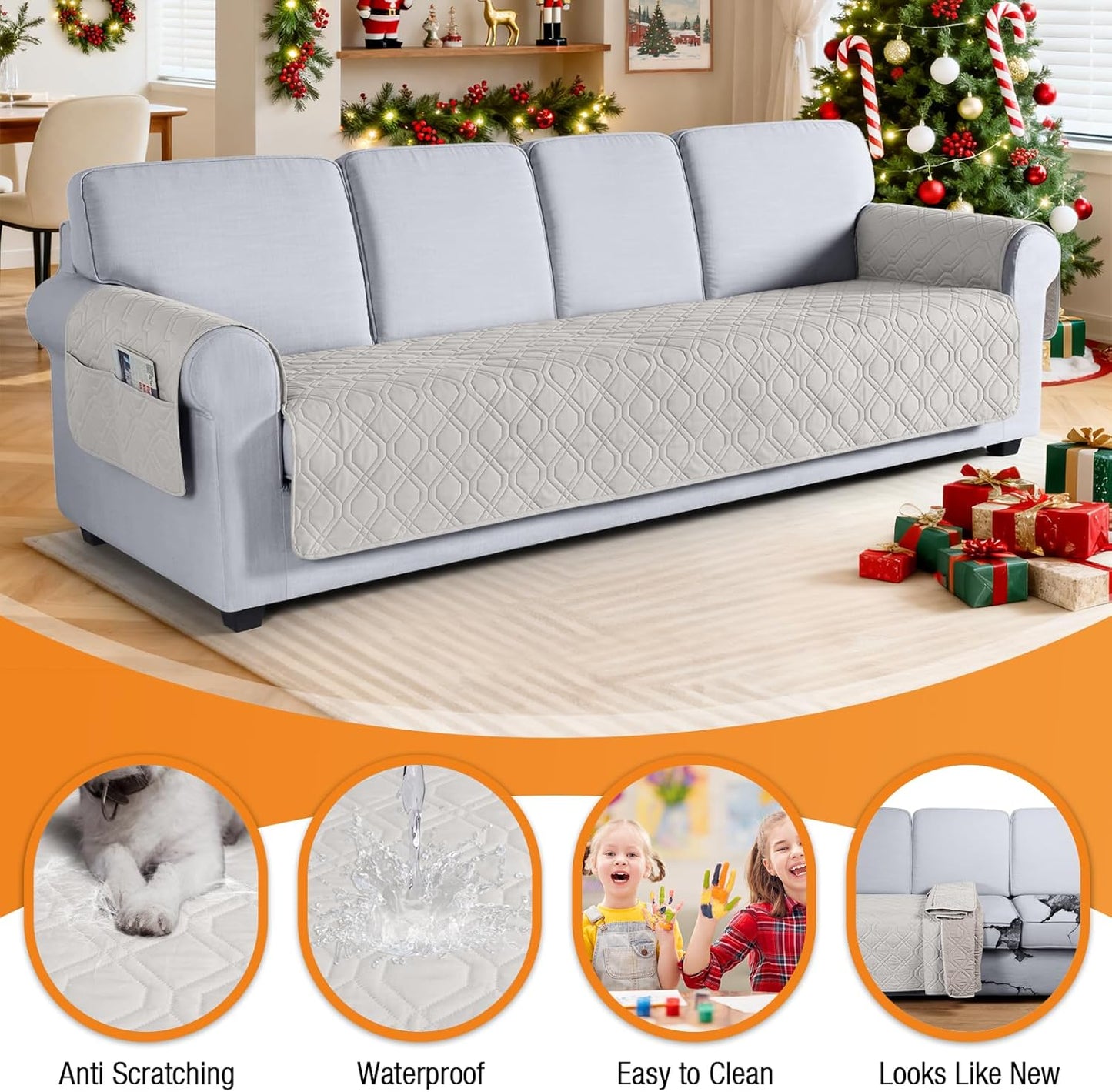 VANSOFY Couch Cover, Waterproof Sofa Covers Washable Slipcover Furniture Protector Couch Seat Covers Non-Slip Couch Cover for Dogs, Pets(Sofa, Dark Gray)