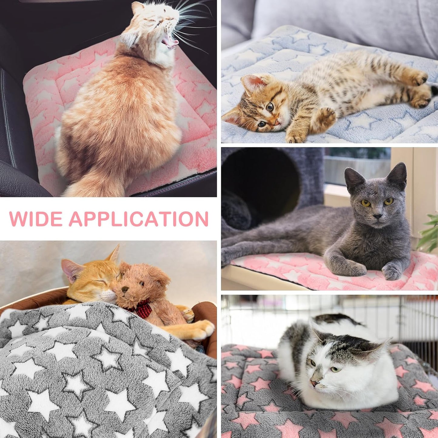 VitalCozy 4 Pcs Dog Crate Pads, Ultra Soft Warm Washable Anti-Slip Kennel Bed Mat for Pets, Reversible, Replaceable, Cage Liner for Small Medium Large Dogs and Cats (18 x 24 x 1.6 Inch,Star,Gray)