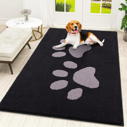 Smiry Dog Door Mat for Muddy Paws, Absorbs Moisture and Dirt, Low-Profile Entryway Mat with Non-Slip Backing, Entry Indoor Outdoor Doormat for Inside Floor (30x20 Inches, Grey, Striped)