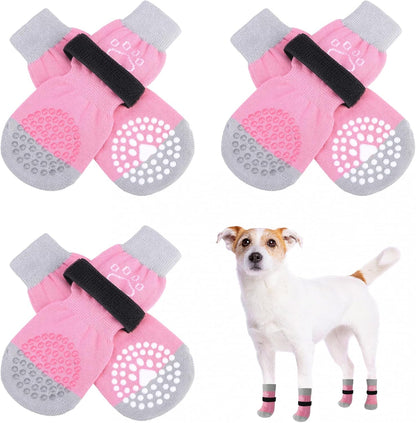 SCENEREAL 6Pcs Anti Slip Dog Socks to Prevent Licking Paws for Hot/Cold Pavement, Dog Grippy Socks for Hardwood Floors, Dog Shoes for Boots & Paw Protectors for Puppy Small Medium Large Senior Dogs