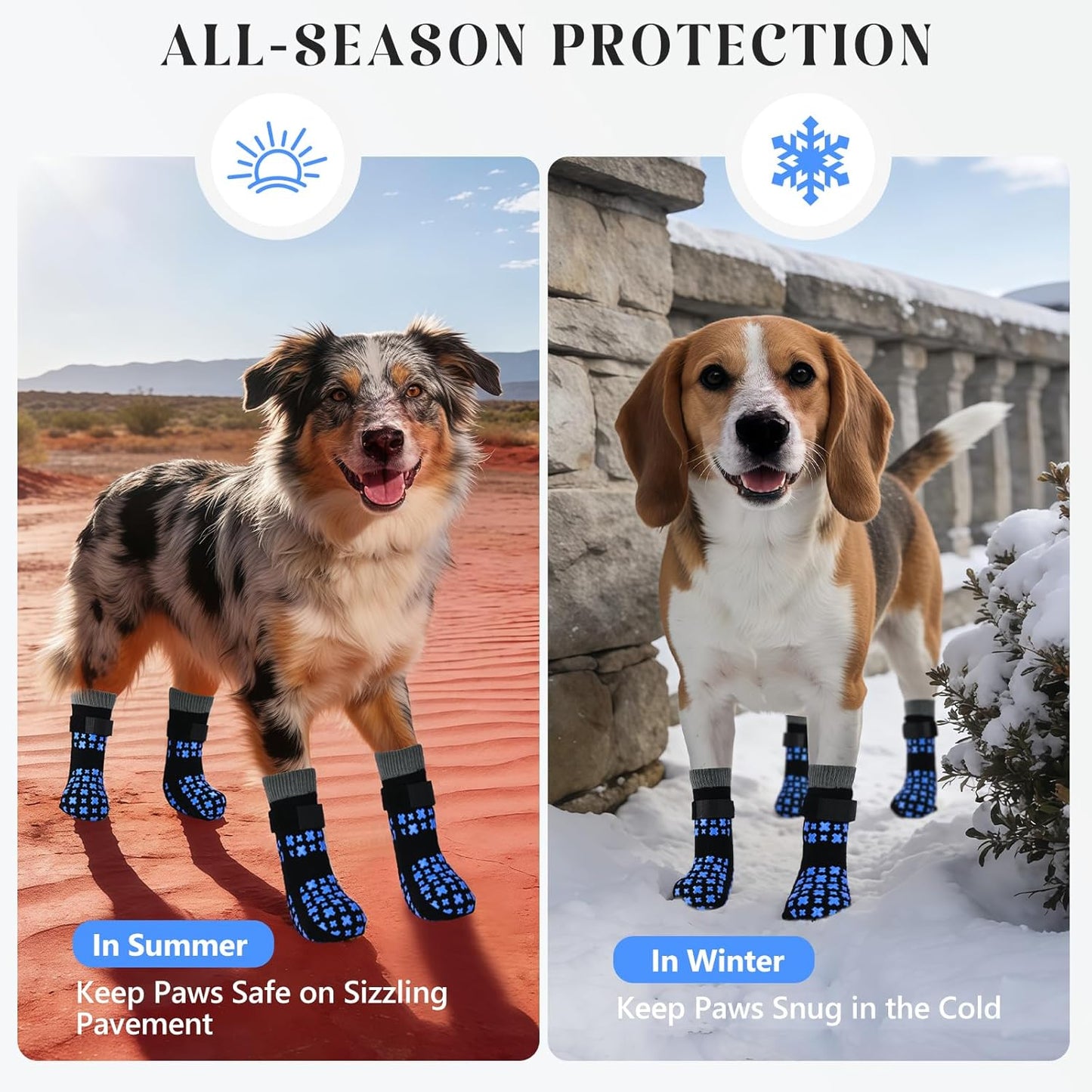 Non-Slip Dog Socks for Hardwood Floors Anti Slip Double-Sided Grippy Socks for Senior Dogs to Prevent Licking Paws, Scratching & Hot Pavement Premium Dog Paw Protector with Grippers Black L