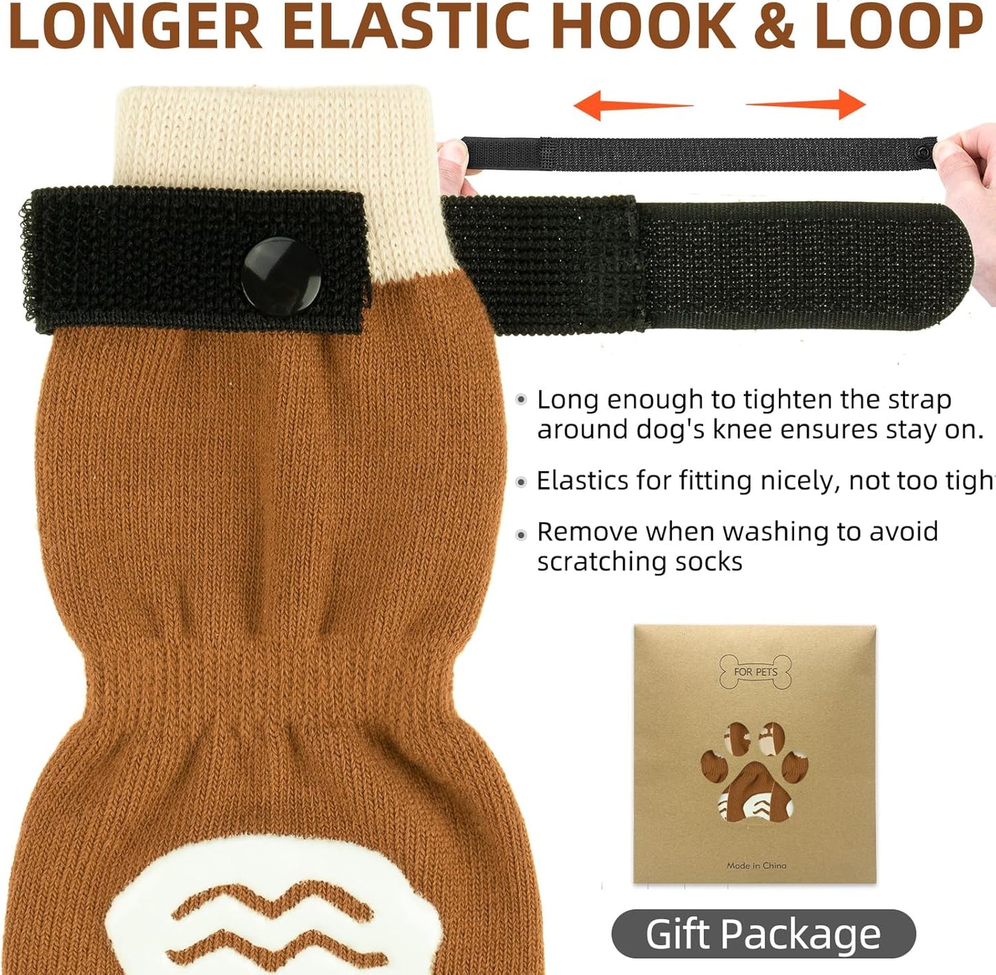 PUPTECK Anti Slip Dog Socks with Double Grippers for Hardwood Floors, Shoes for Hot/Cold Pavement, Boots & Paws Protectors to Prevent Licking, Traction Booties for Senior Small Large Dogs