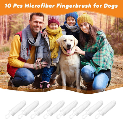 10Pcs Microfiber Soft Dog Tooth Brushing Kit Dog Finger Toothbrush Pet Dental Finger Brush Dogs Cat Teeth Cleaning & Care, Remove Plaque and Tartar