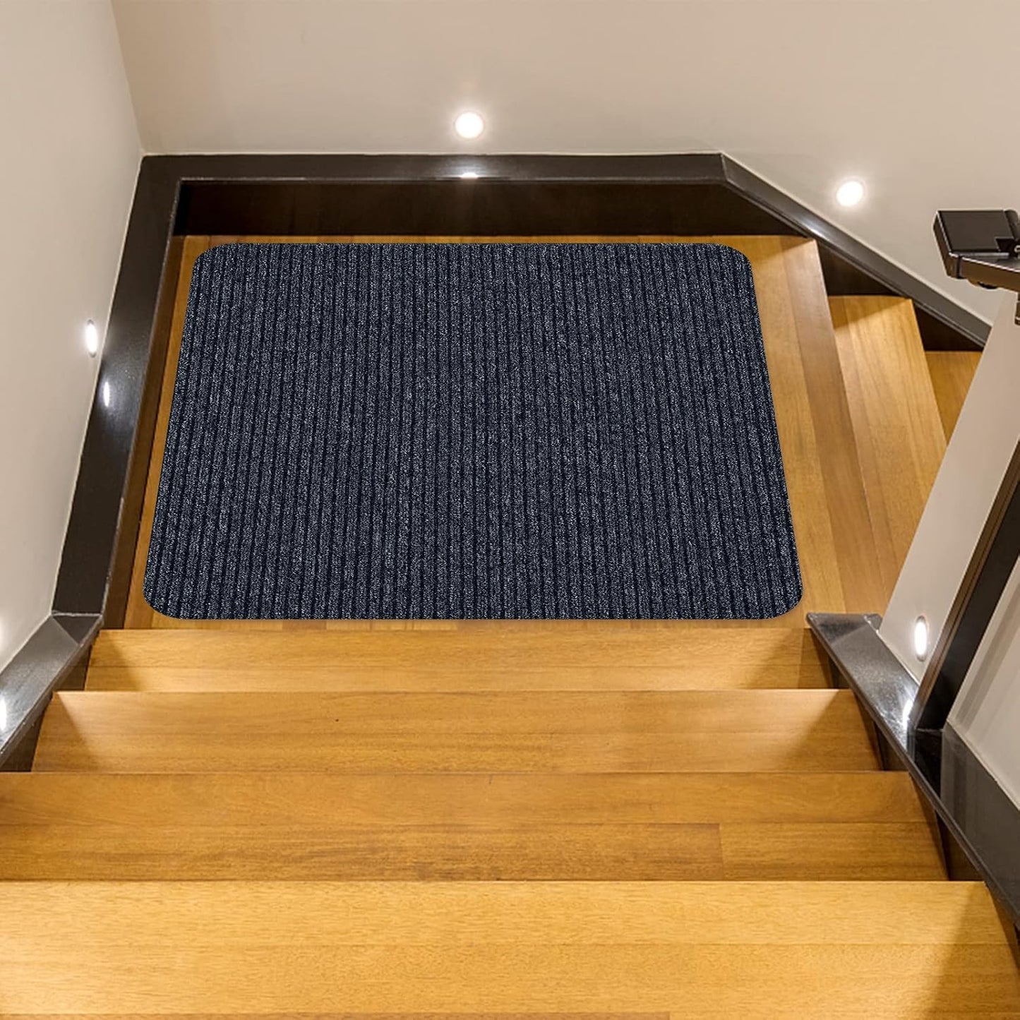 Stair Treads for Wooden Steps Carpet, Non-Slip Stair Runner Indoor Outdoor Stair Tread Mats Covers Pads, 19" x 31"Matching Landing Step Runner for Elders, Kids and Dogs (19" x 31", Black)
