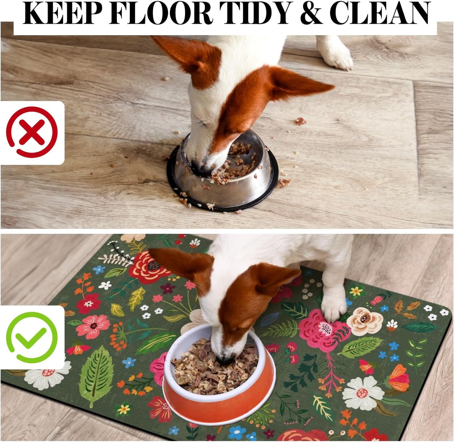 Dog Food Mats for Floors, Absorbent Dog Bowl Mat for Food and Water Dispenser, Quick Dry Cat Food Mat Pet Supplies