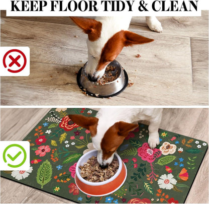Dog Food Mats for Floors, Absorbent Dog Bowl Mat for Food and Water Dispenser, Quick Dry Cat Food Mat Pet Supplies