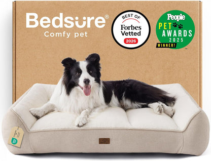 Bedsure SupportMax™ XL Pro Orthopedic Dog Beds Large Sized Dog - Extra Thick Supportive Dogs Couch with Waterproof Washable Cover, Extra Large Comfort Pet Sofa with Sherpa & Nonskid Bottom, Grey, 45"