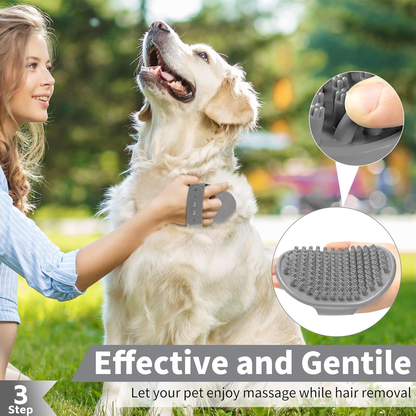Comotech 6PCS Dog Bath Brush & Dog Toothbrush | Adjustable Handle Shampoo Brush & Scrubber for Short & Long Haired Dogs & Cats | Effectively Solve Odor & Stain Removal Problems (Blue Blue Blue.)