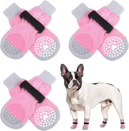 SCENEREAL 6Pcs Anti Slip Dog Socks to Prevent Licking Paws for Hot/Cold Pavement, Dog Grippy Socks for Hardwood Floors, Dog Shoes for Boots & Paw Protectors for Puppy Small Medium Large Senior Dogs