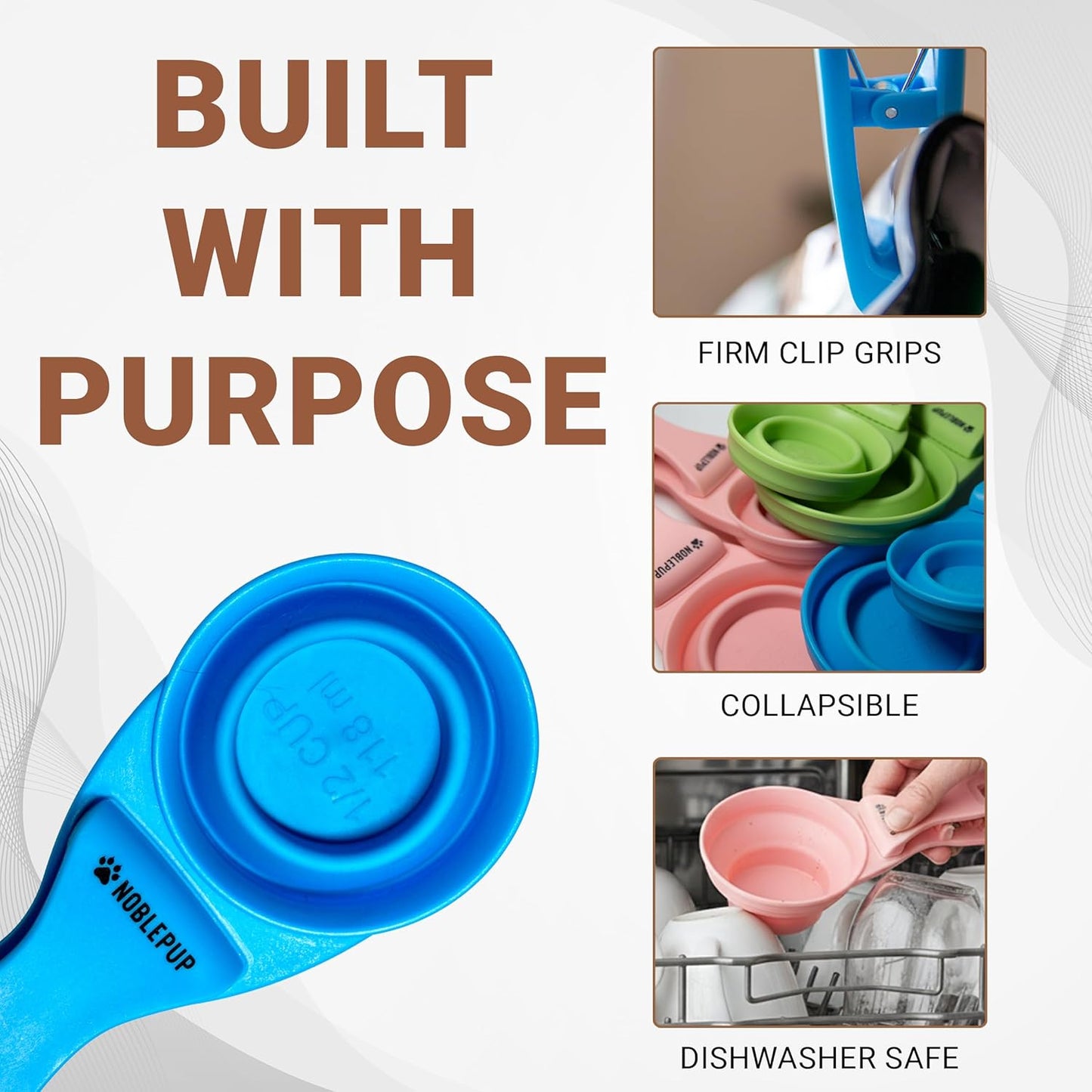 MeasureMate Pet Food Scoops with Bag Clip for Dog and Cat - 3-in-1 Multi-Function Collapsible Food Measuring Cup - 1 Cup Capacity, 8oz, Green - Dishwasher Safe