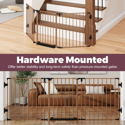 29.4-78" Extra Wide Baby Gate, Long Dog Gates Indoor for Doorways Stairs, Essential Large Safety Gate for Child Toddler with Anti-Trip Pedal, Adjustable Pet Gate, 28" Tall 3 Metal Panels Black