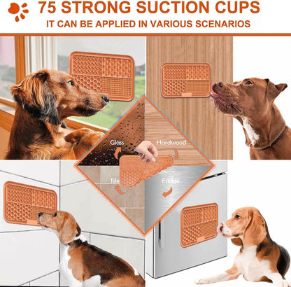 Licking Mat for Dogs & Cats with Suction Cups, 1 Pack Square Dog Slow Feeder Lick Pat for Anxiety Relief & Boredom, Dog Toys to Keep Them Busy, Pets Grooming Bathing Training Mat