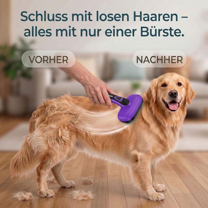 One-Button Self Cleaning Pet Brush for Dogs & Cats, Skin-Friendly Detangling & Shedding Tool for Long and Short Hair, Retractable Grooming Comb, Purple