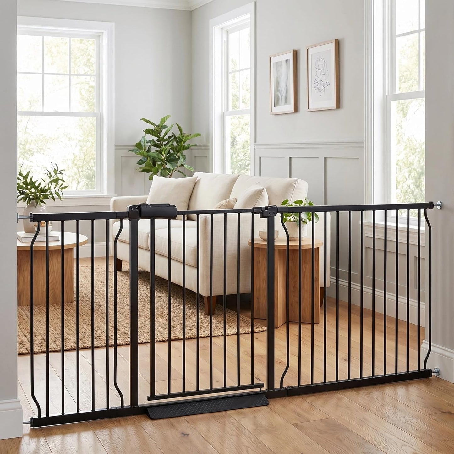 Extra Wide 76.4-81 Inch Large Baby Gates for Stairs, Doorways - No Drilling, Pressure Mounted Pet Gates for Kids & Dogs