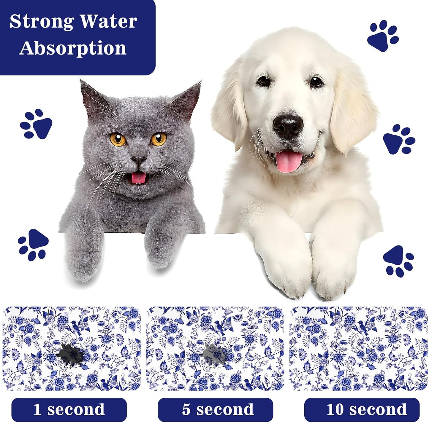 Dog Food Mats for Floors Waterproof Mat for Cat Food and Water Bowls - Absorbent Quick Dry Non Slip Mat for Pet Feeding