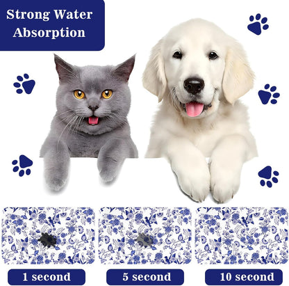 Dog Food Mats for Floors Waterproof Mat for Cat Food and Water Bowls - Absorbent Quick Dry Non Slip Mat for Pet Feeding