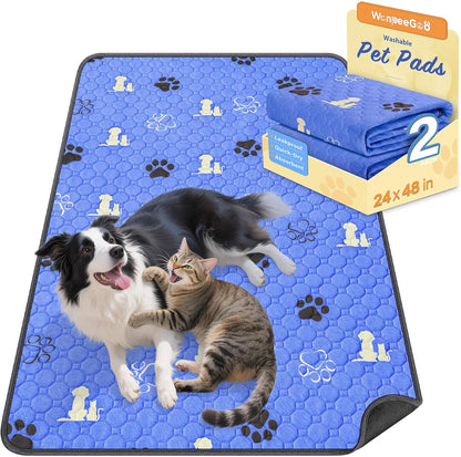 WanpeeGoo Washable Pee Pads for Dogs, 4 Pack Absorbent Reusable Training Dog Pads Pet Puppy Pads, Non-Slip Potty Pads for Whelping, Playpen, Crate, Bed, Grey 18"x24"
