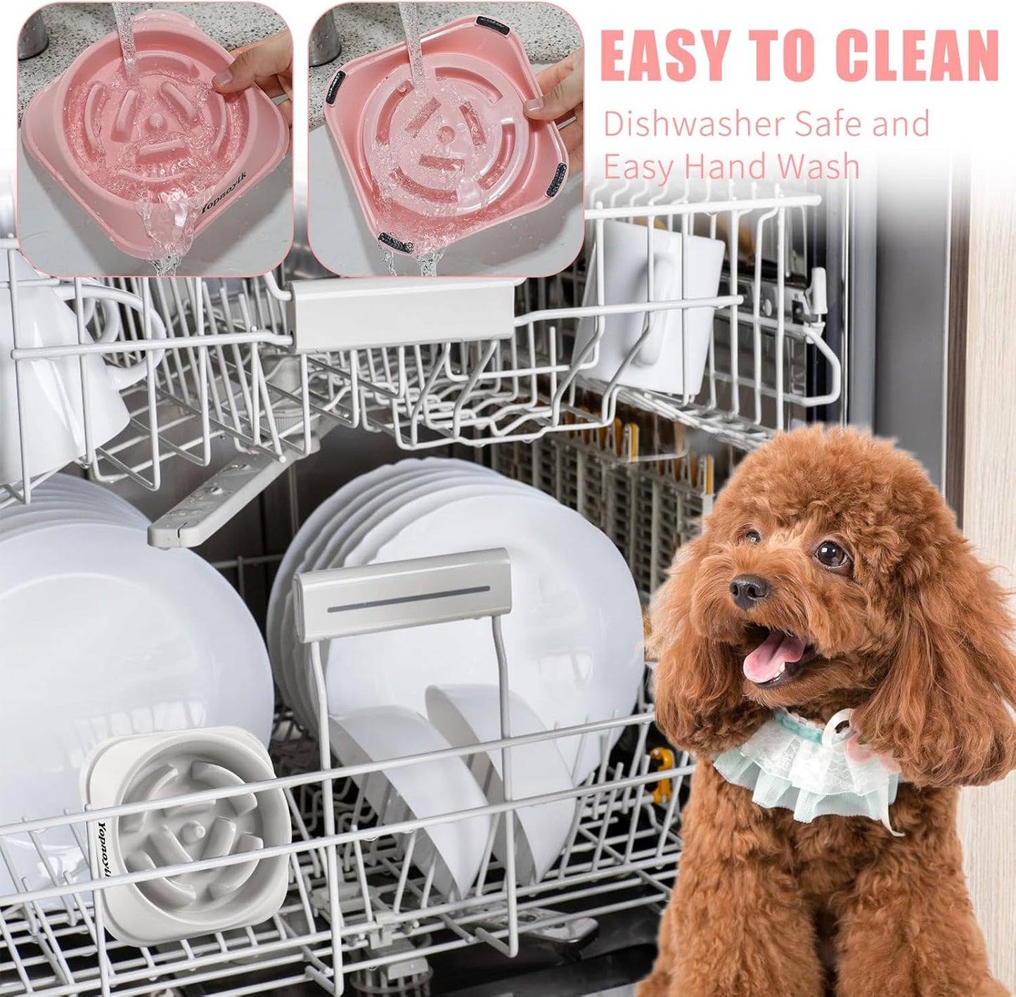 2 Pack Slow Feeder Dog Bowls for Healthy Eating, Non-Slip and Anti-Choking Design, Reduces Bloating & Overeating for Medium Dogs and Cats, Easy to Clean
