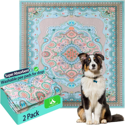 Aitmexcn Washable Puppy Dog Pee Pad, 2PCS 100% Waterproof Whelping Training Mat for Puppy/Senior Dog, Fast Drying Reusable Puppy Pads for Indoor, Outdoor and Car Travel- 24'' x 36''