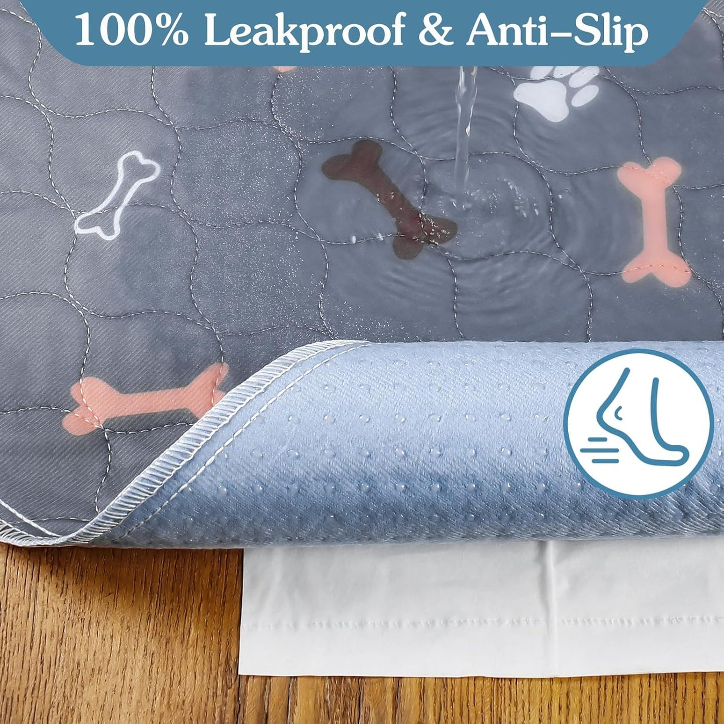 Washable Pee Pads for Dogs, 2Pack Reusable Puppy Pads, Fast Absorbent Dog Pee Pads for Crate Pet Training Pads, Waterproof Whelping Pads for Dogs Bed Mat Crate Indoor (Grey, 18x24)