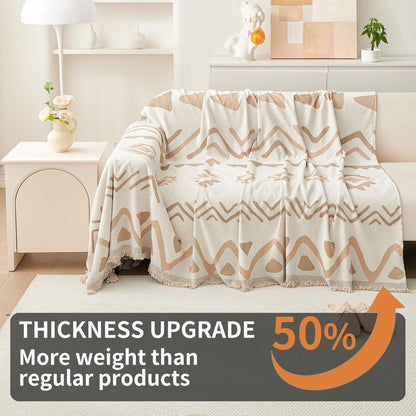 HAOMAIJIA Non Slip Couch Cover Sofa Covers for 3 Cushion Couch Washable sectional Couch Covers for Dogs pet Furniture Protector Couch Cover Blanket for Living Room (Off White, 91"x134")
