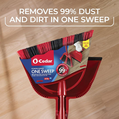 O-Cedar Pet Pro Broom with Step-On Dustpan | Remove 99% with One Sweep | Removes 3 Times More Pet Hair | Quiet Cleaning Tool for Cat and Dog Owners