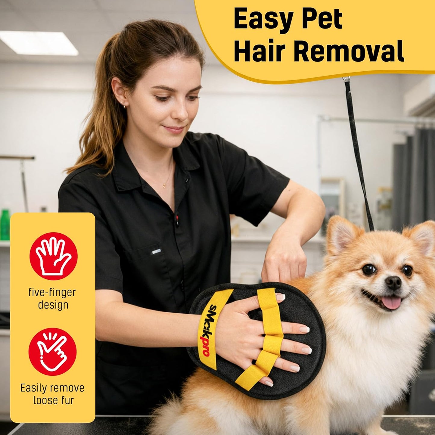 2026 NEW Electrostatic Pet Hair Remover | 19" Adjustable Handle with Five Finger Magic Gloves | Reusable Cat Fur Remover Mitt | Dog Grooming Hair Removal Tool for Couch Carpet Bedding Clothes, 2 pcs