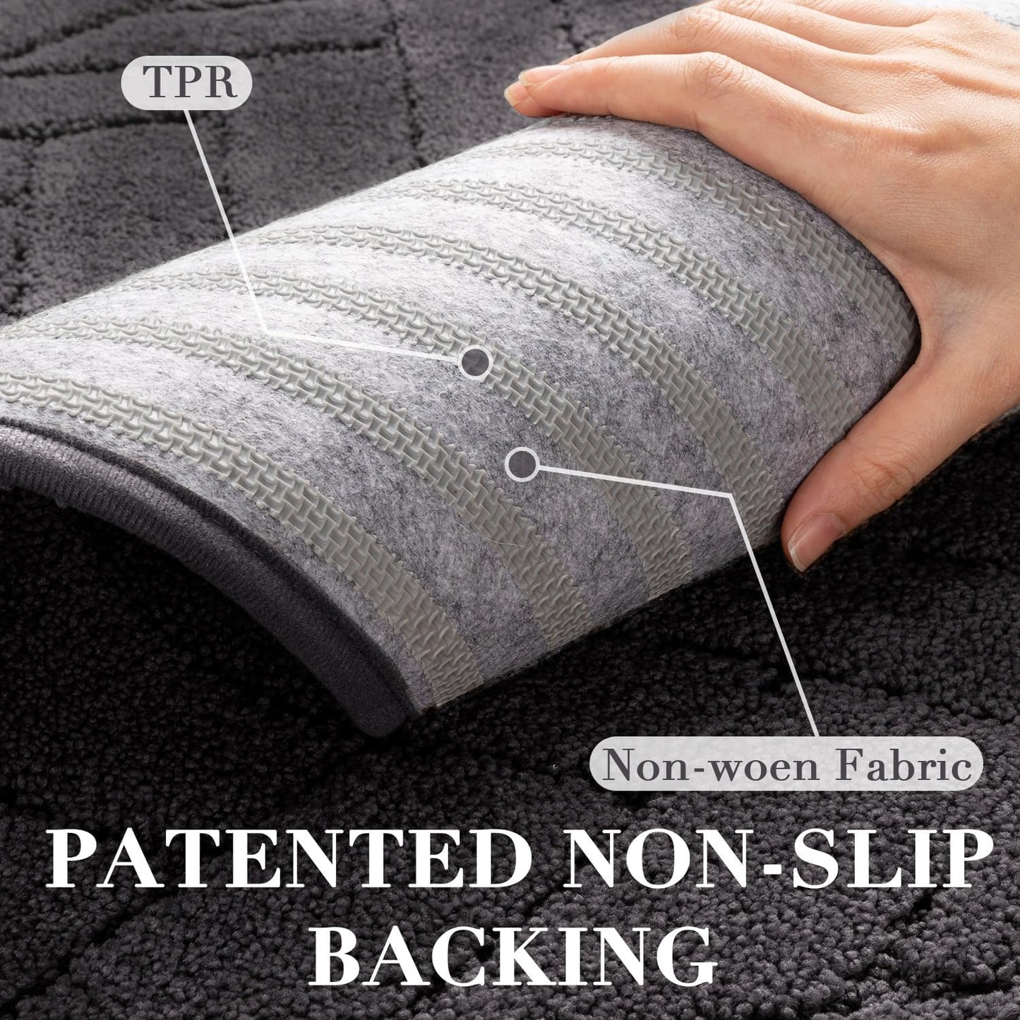Tindbea Dog Mat for Mud Paws,Absorbs Moisture Dirt Non-Slip Washable Mud Mat for Dogs,Soft Rubber Backing Front Inside Pet Rug for Entryway, Dog Paws, Patio(20"x48",Charcoal)
