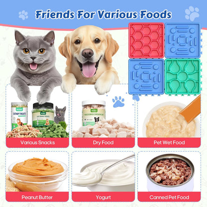 Dog Lick Mat for Training and Boredom Relief, Non-Slip Slow Feeder Puzzle with Suction Cups for All Breed Dogs and Cats, Dishwasher Safe Pet Dish for Dry and Wet Food