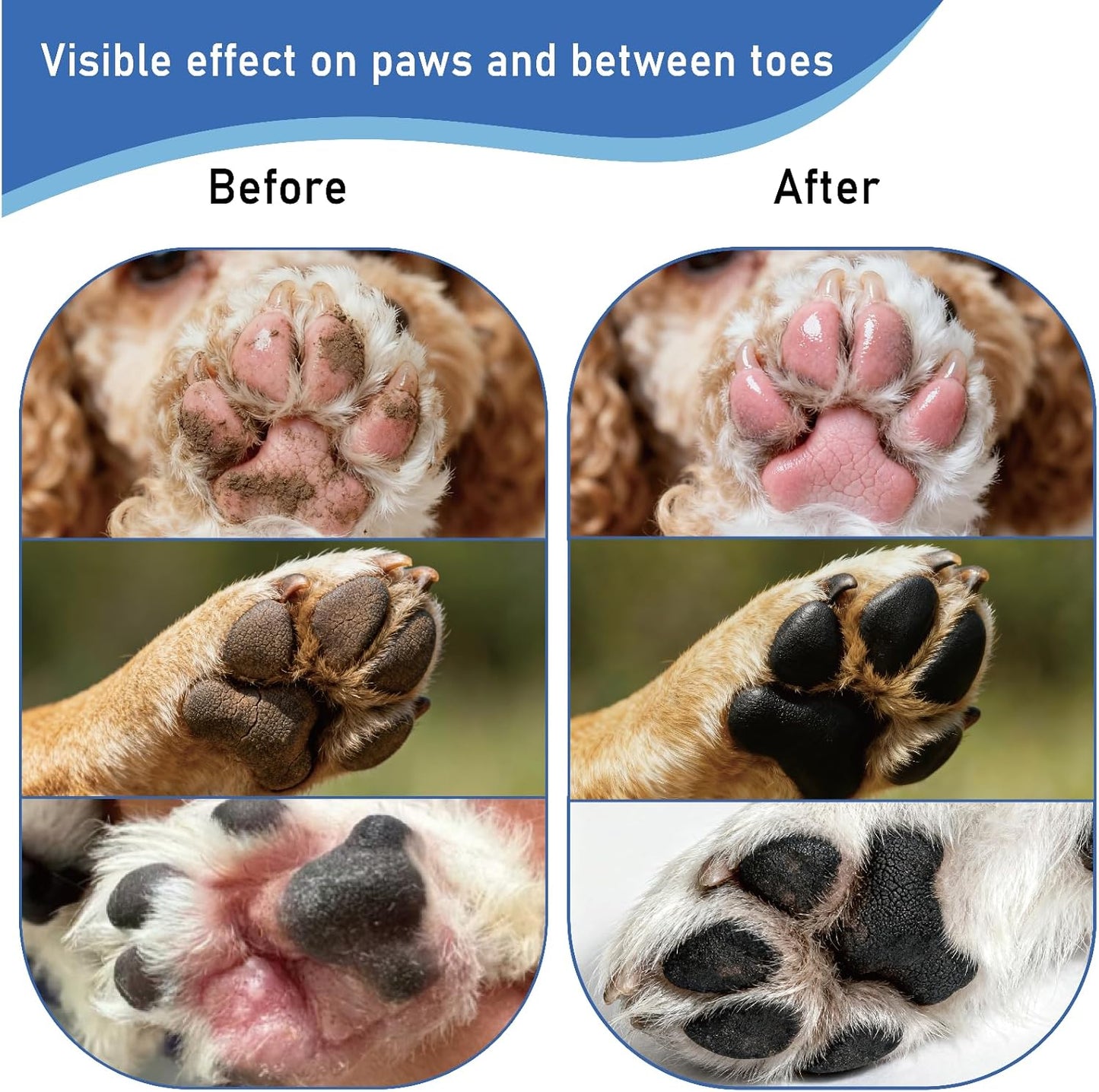 Dog Paw Cleaner – 3.4 OZ No-Rinse Dog Paw Washer, Plant-Based Formula, Deep Cleans Stains, Gentle Soothes & Moisturizes, Suitable for Puppies to Large Breeds, Puppy Essentials