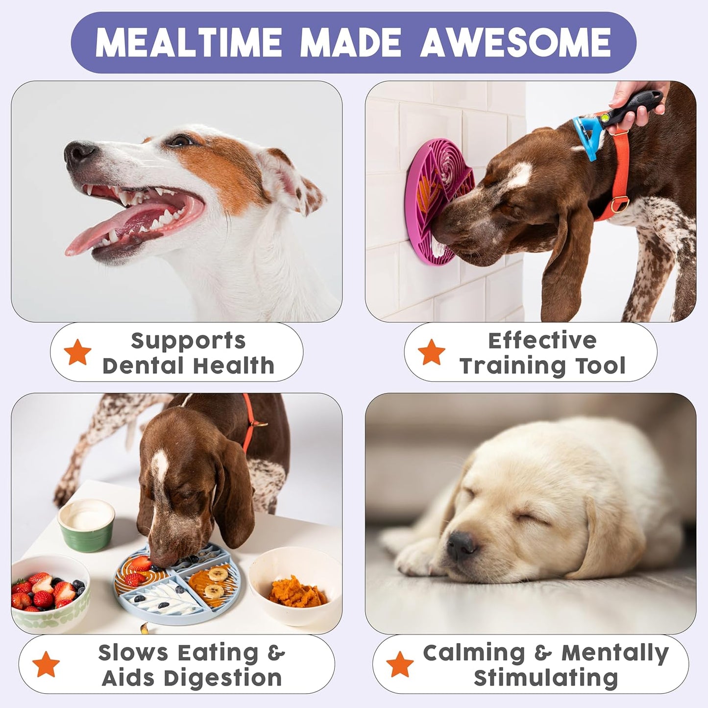 Awoo Paradise - Dog Lick Mat for Slow Feeding & Anxiety - Non-Slip Silicone Slow Feeder with Suction Cups - Dishwasher Safe Pet Dish for Grooming, Training, and Boredom Relief (Fuschia)